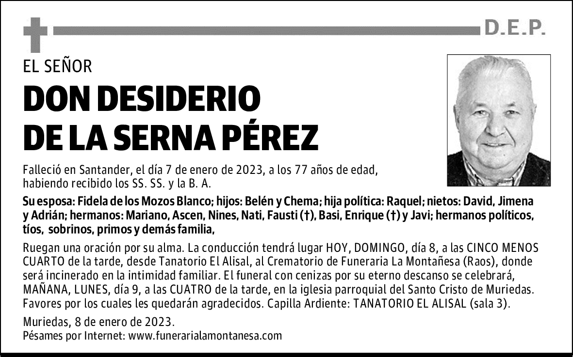 DON DESIDERIO DE LA SERNA PÉREZ