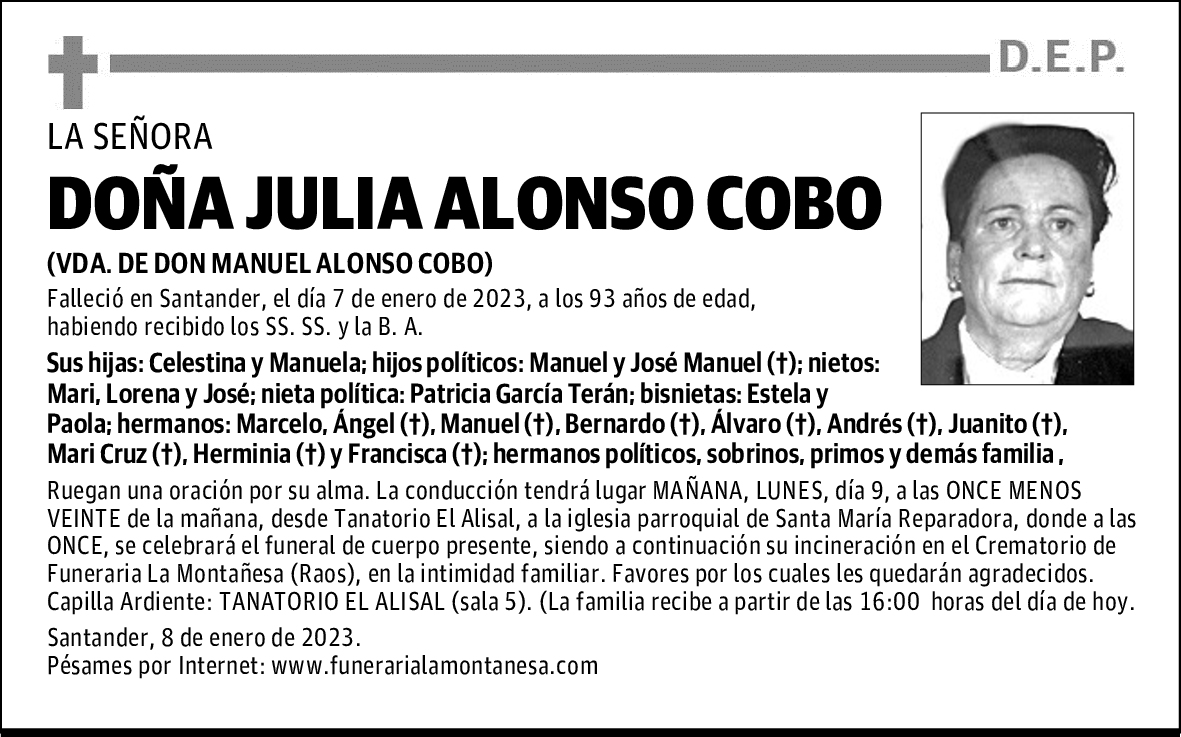 DOÑA JULIA ALONSO COBO