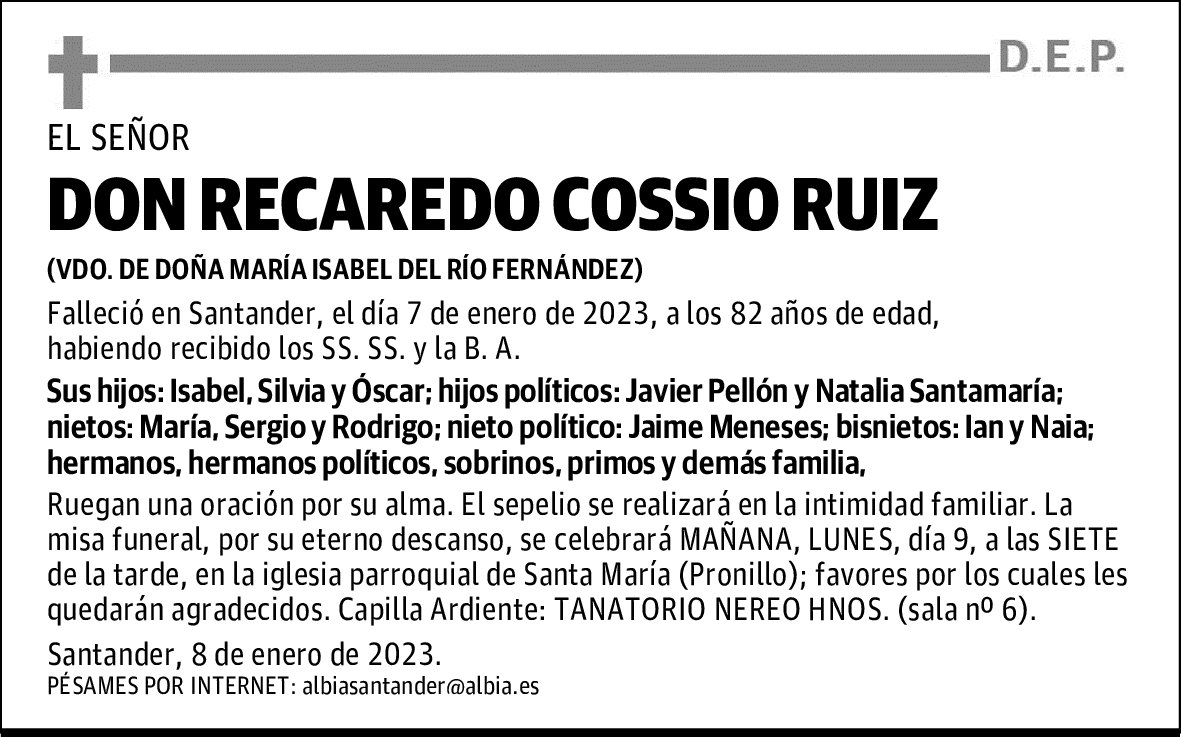 DON RECAREDO COSSIO RUIZ