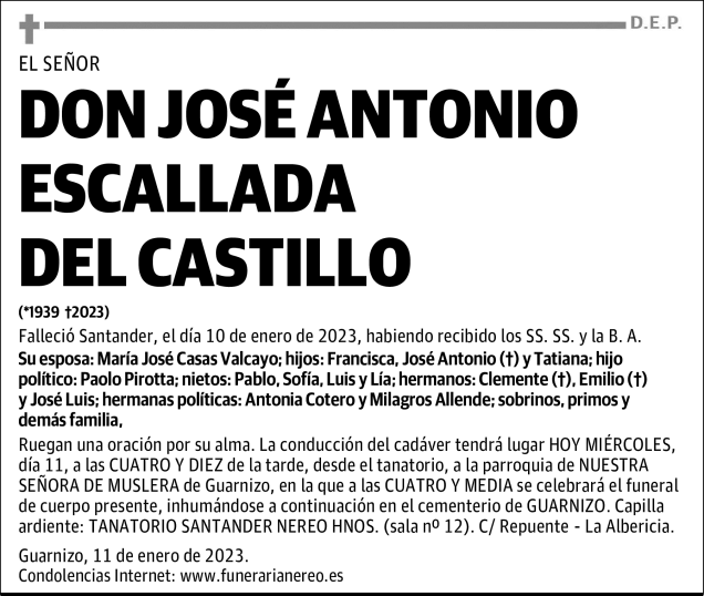 DON JOSÉ ANTONIO ESCALLADA DEL CASTILLO
