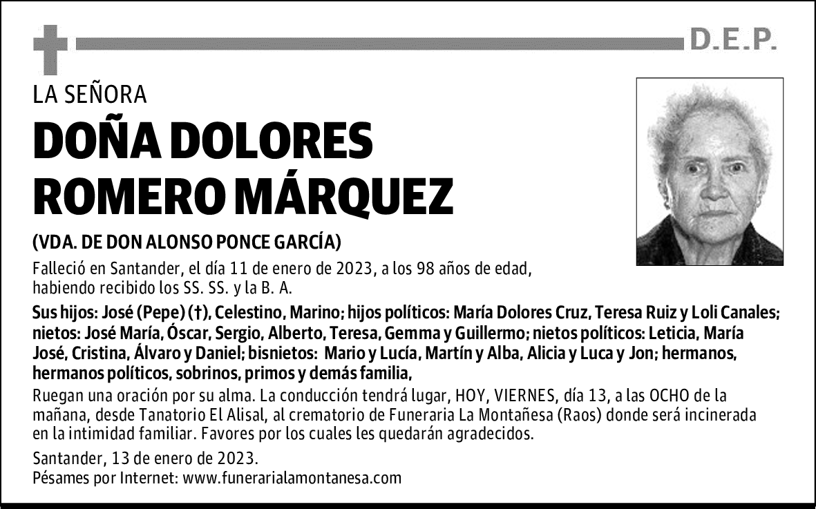 DOÑA DOLORES ROMERO MÁRQUEZ