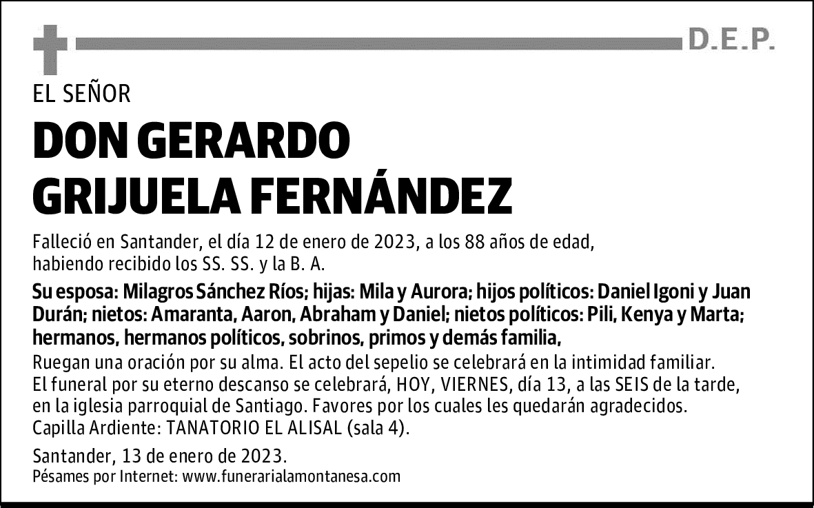 DON GERARDO GRIJUELA FERNÁNDEZ
