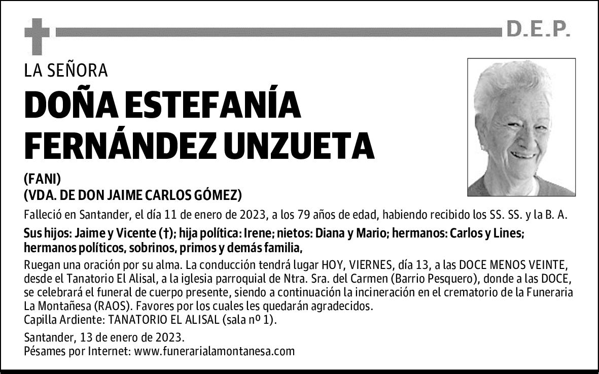 DOÑA ESTEFANÍA FERNÁNDEZ UNZUETA