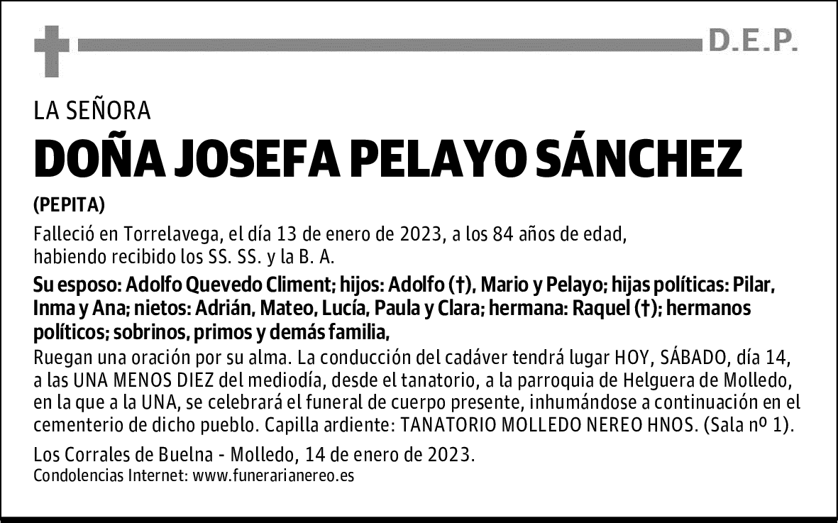 DOÑA JOSEFA PELAYO SÁNCHEZ