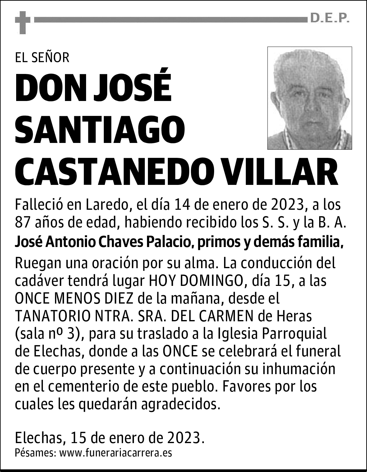 DON JOSÉ SANTIAGO CASTANEDO VILLAR