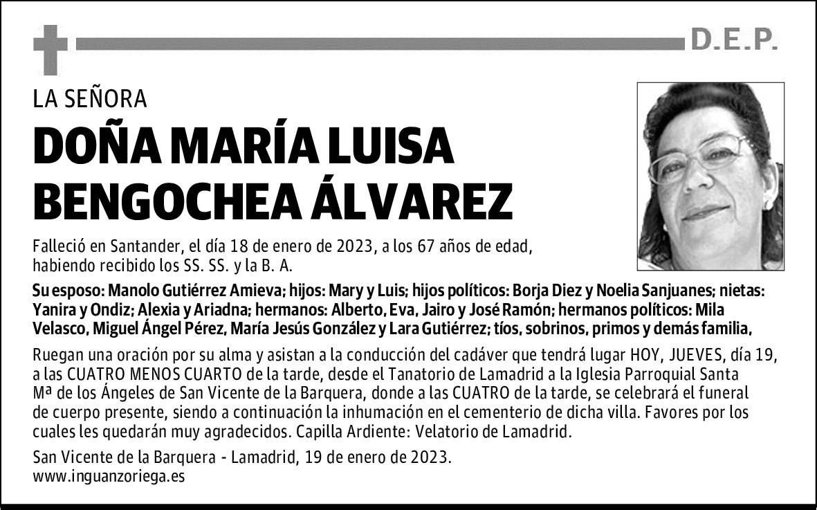 DOÑA MARÍA LUISA BENGOCHEA ÁLVAREZ