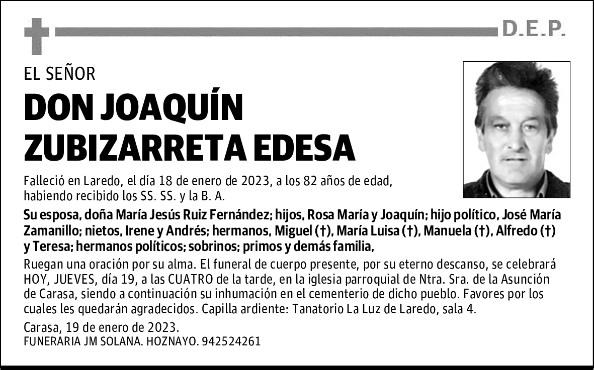 DON JOAQUÍN ZUBIZARRETA EDESA