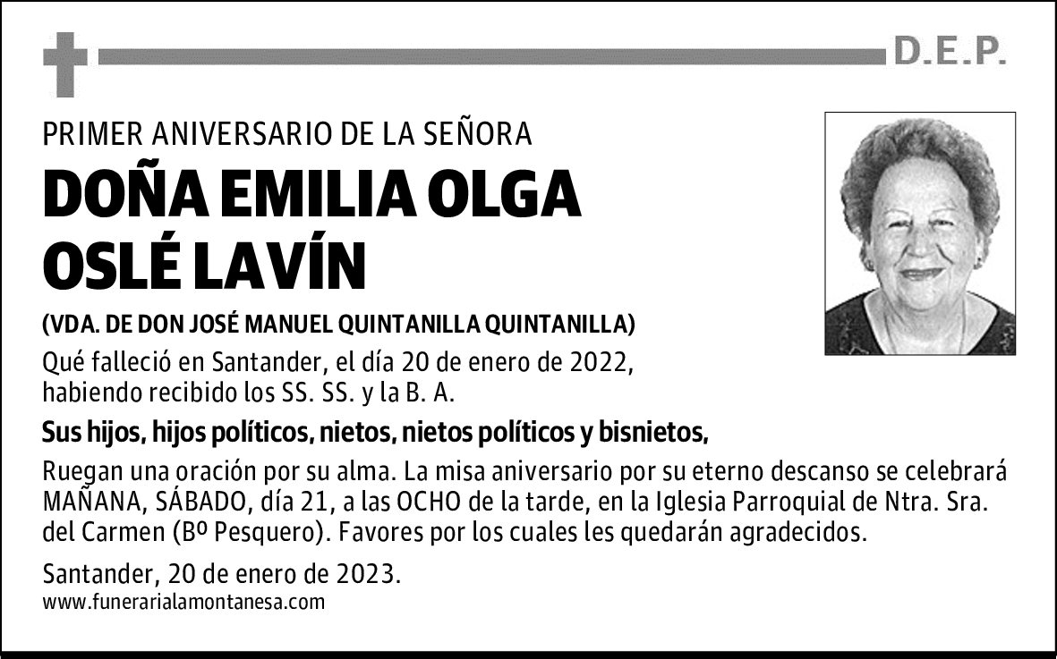 DOÑA EMILIA OLGA OSLÉ LAVÍN