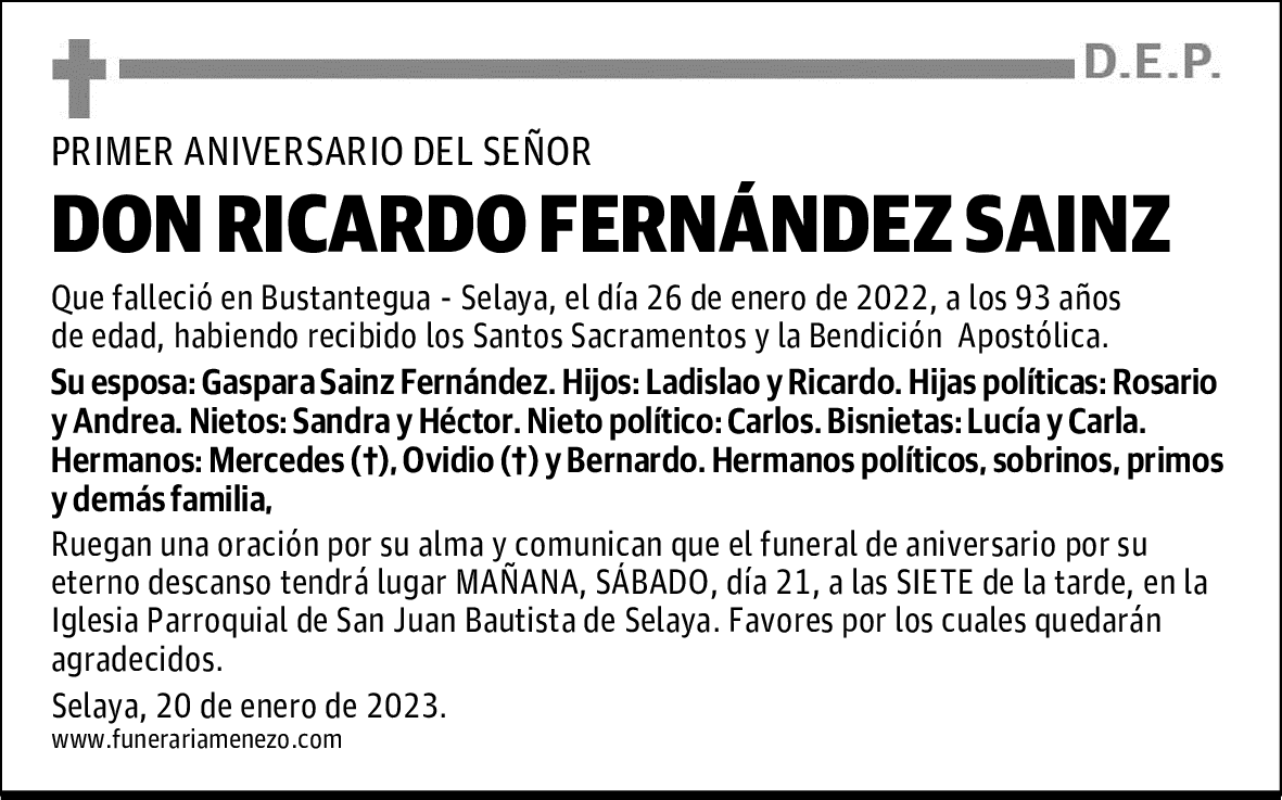 DON RICARDO FERNÁNDEZ SAINZ