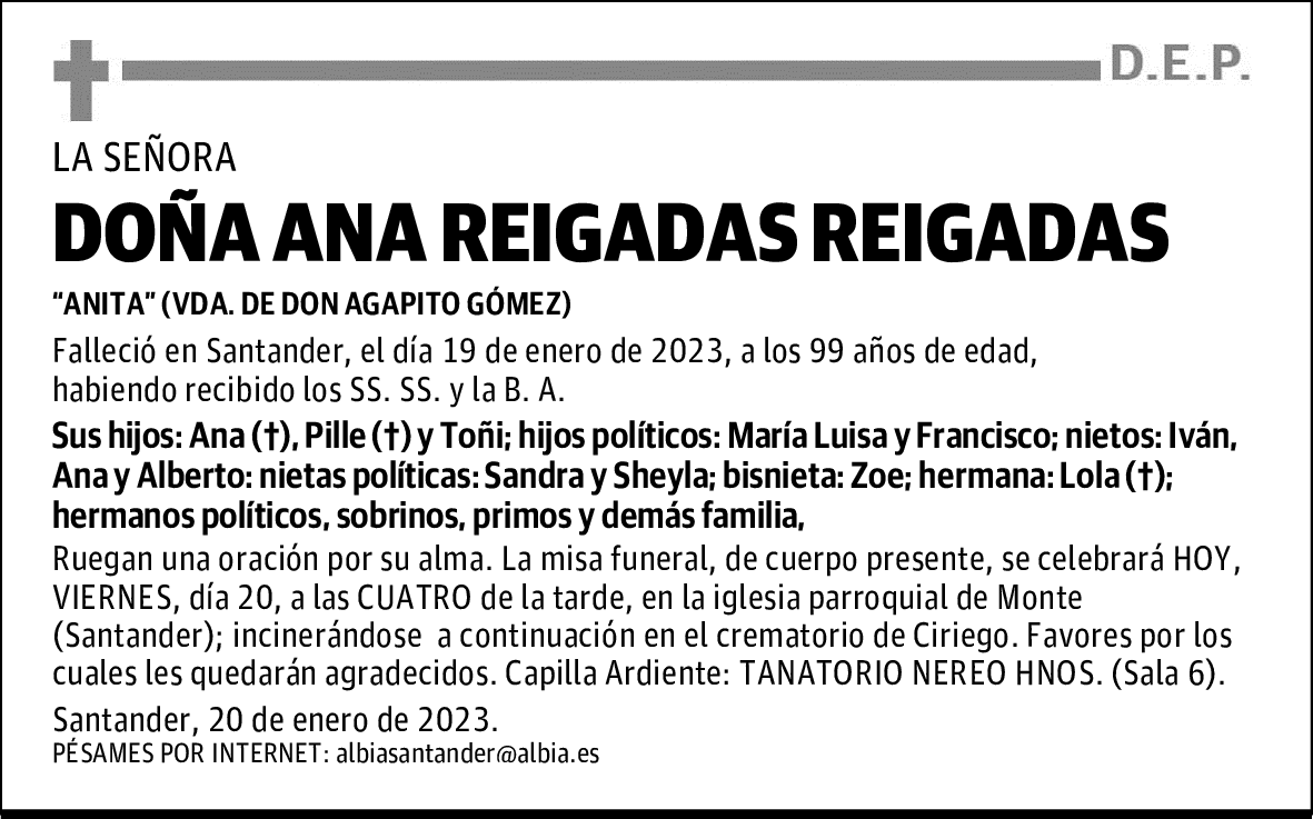 DOÑA ANA REIGADAS REIGADAS