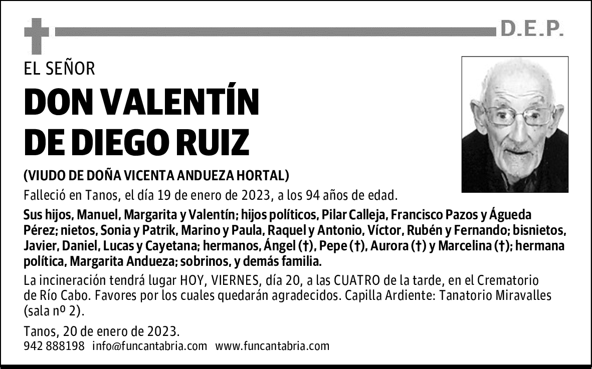 DON VALENTÍN DE DIEGO RUIZ
