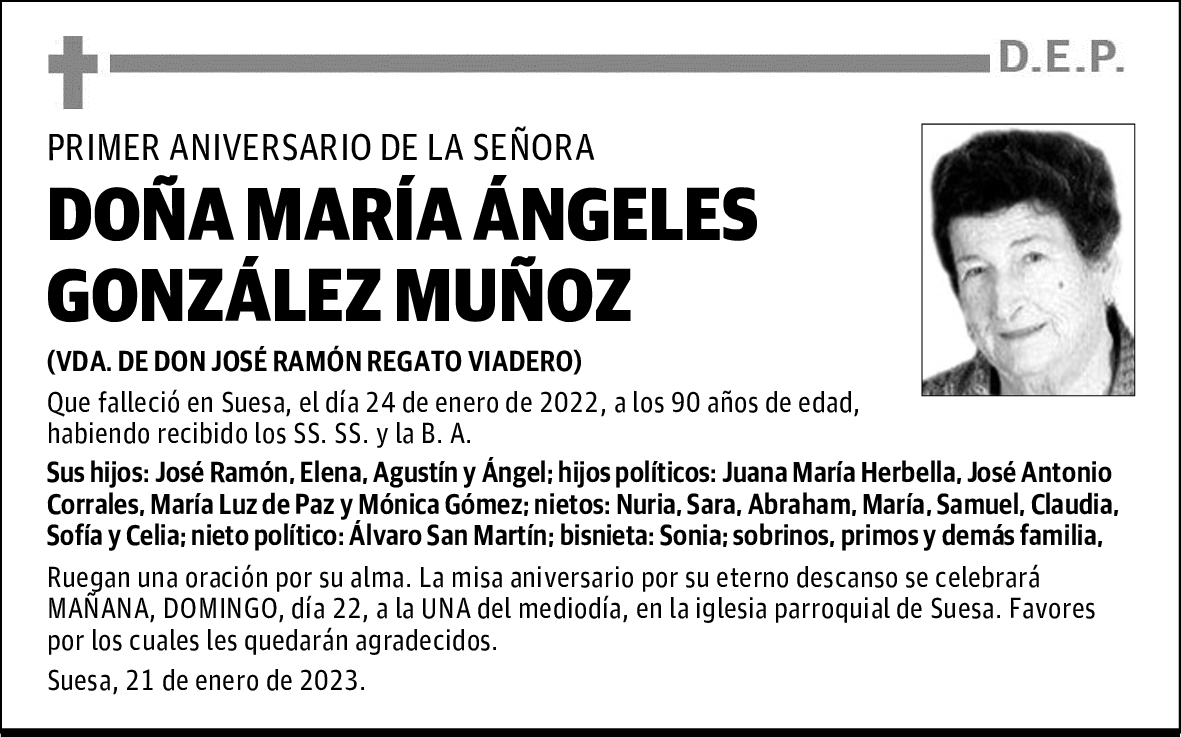 DOÑA MARÍA ÁNGELES GONZÁLEZ MUÑOZ