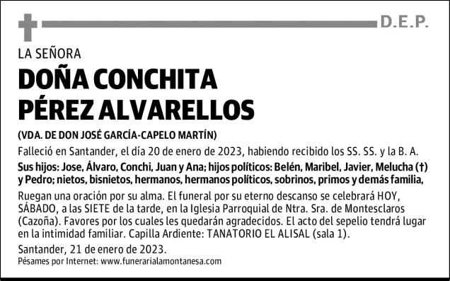 DOÑA CONCHITA PÉREZ ALVARELLOS