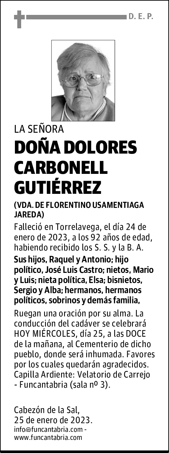 DOÑA DOLORES CARBONELL GUTIÉRREZ