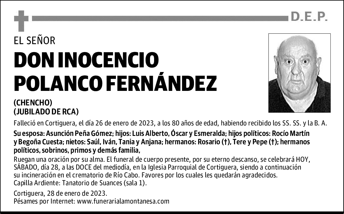 DON INOCENCIO POLANCO FERNÁNDEZ