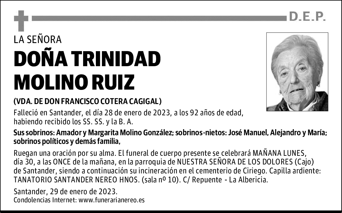 DOÑA TRINIDAD MOLINO RUIZ