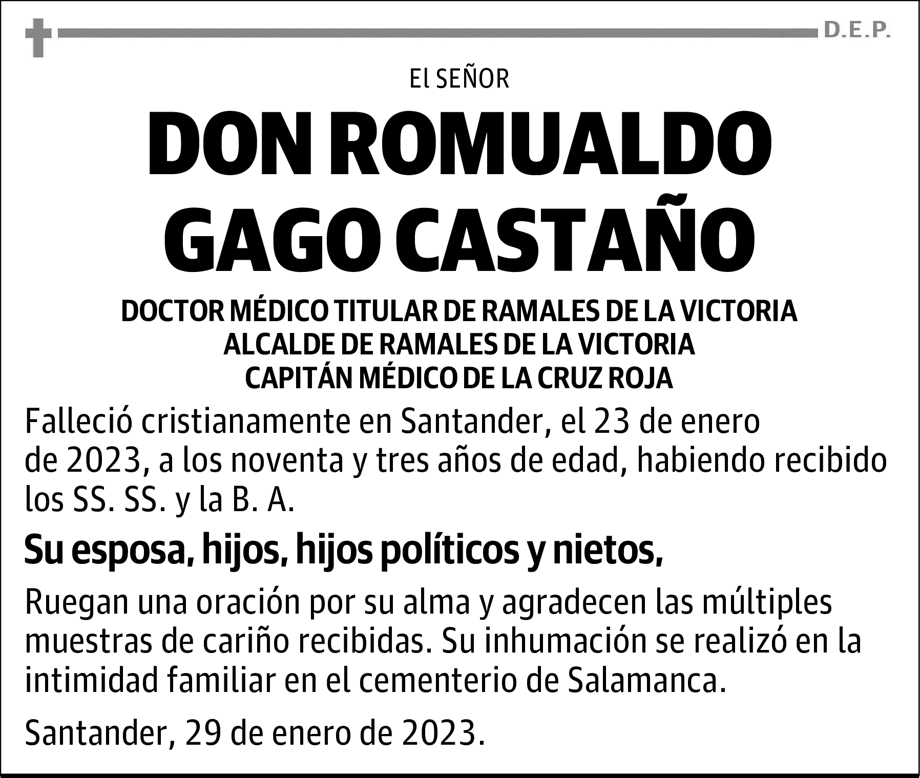 DON ROMUALDO GAGO CASTAÑO