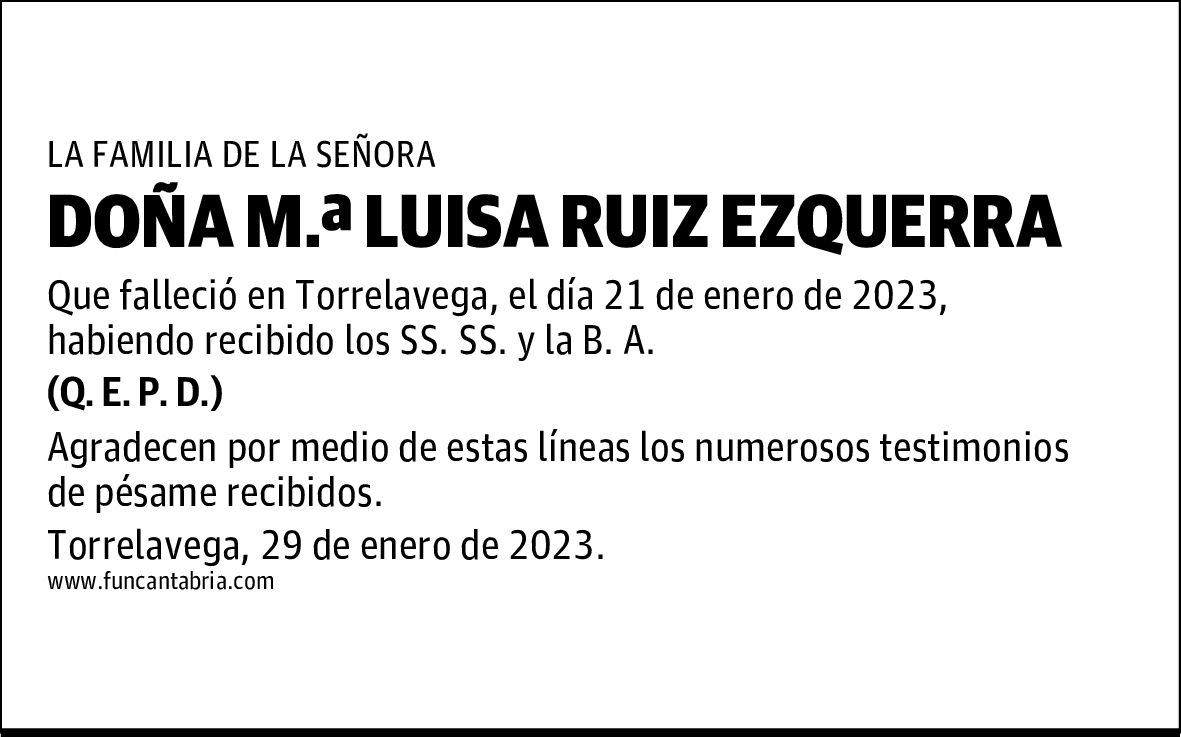 DOÑA M.ª LUISA RUIZ EZQUERRA