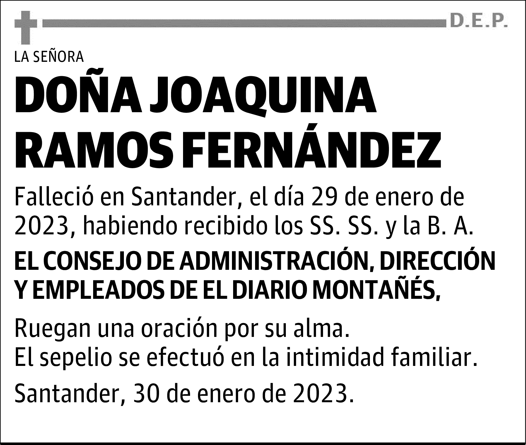 DOÑA JOAQUINA RAMOS FERNÁNDEZ
