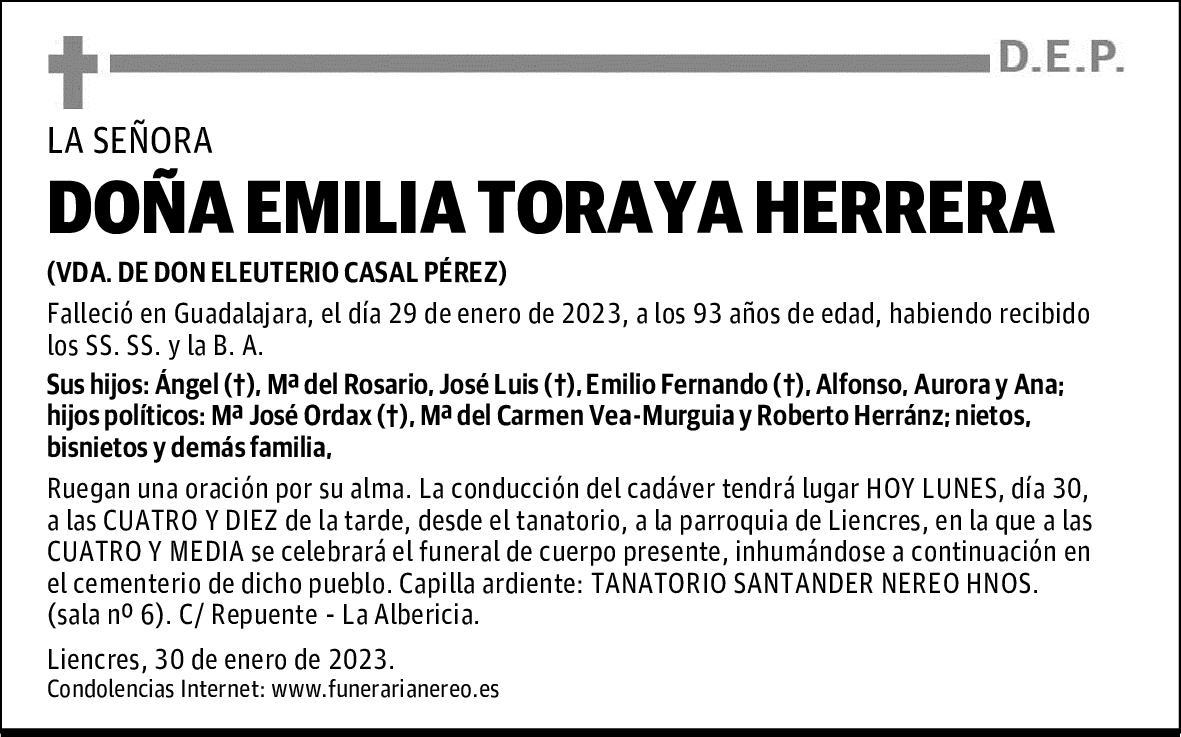 DOÑA EMILIA TORAYA HERRERA