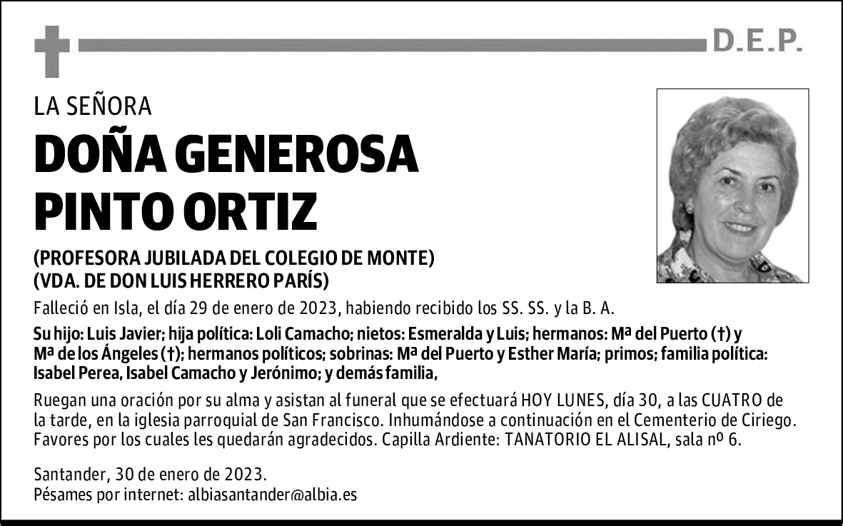 DOÑA GENEROSA PINTO ORTIZ