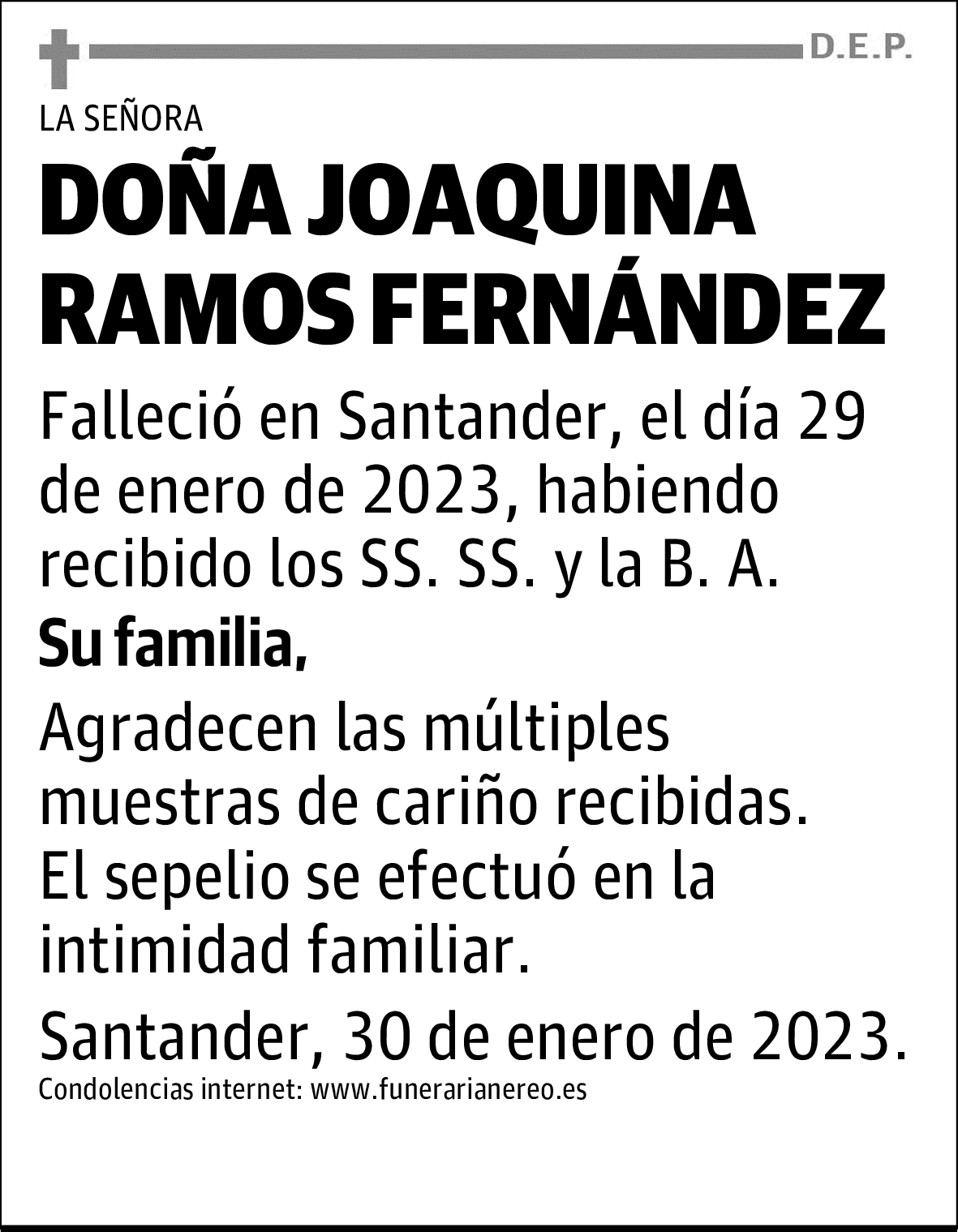 DOÑA JOAQUINA RAMOS FERNÁNDEZ