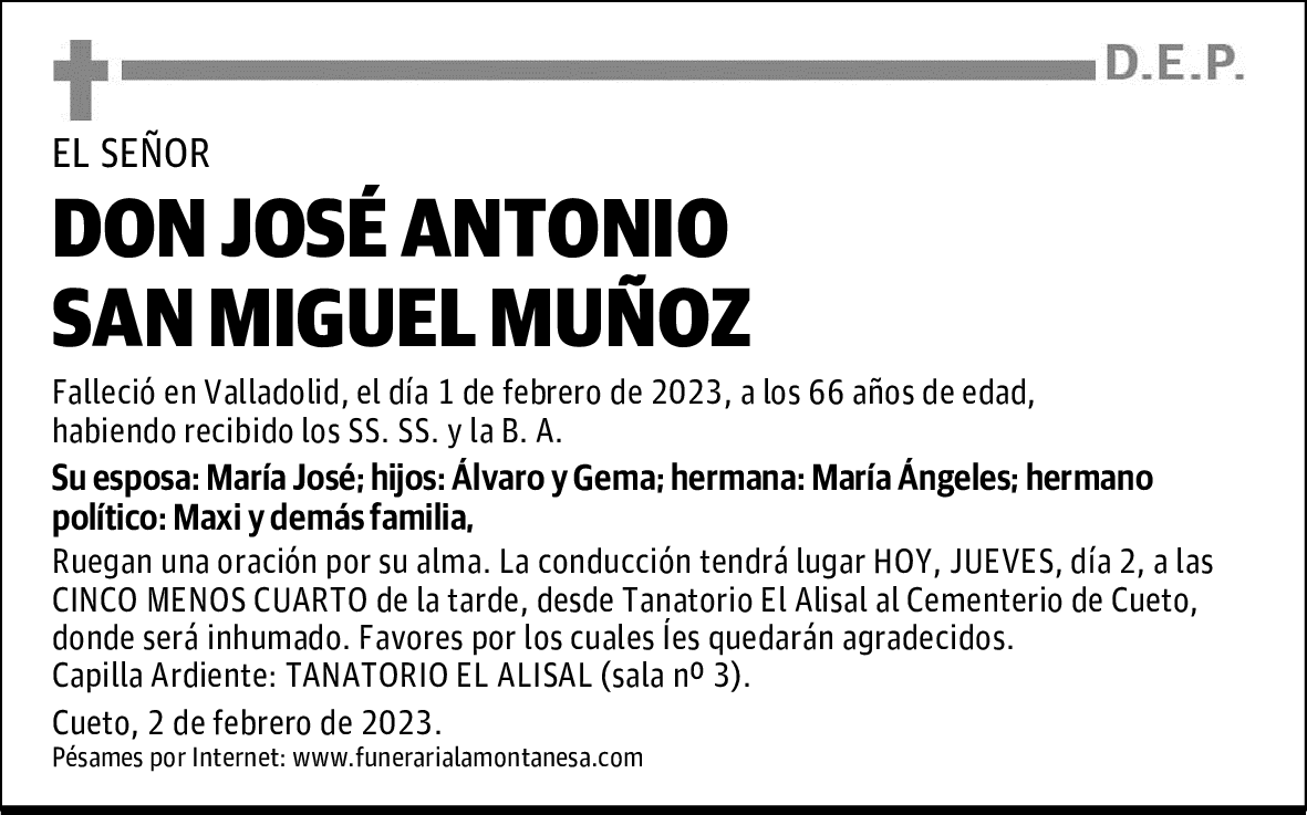 DON JOSÉ ANTONIO SAN MIGUEL
