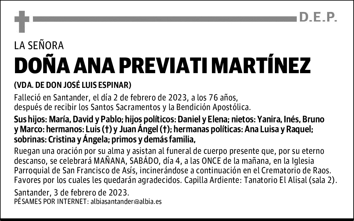 DOÑA ANA PREVIATI MARTÍNEZ