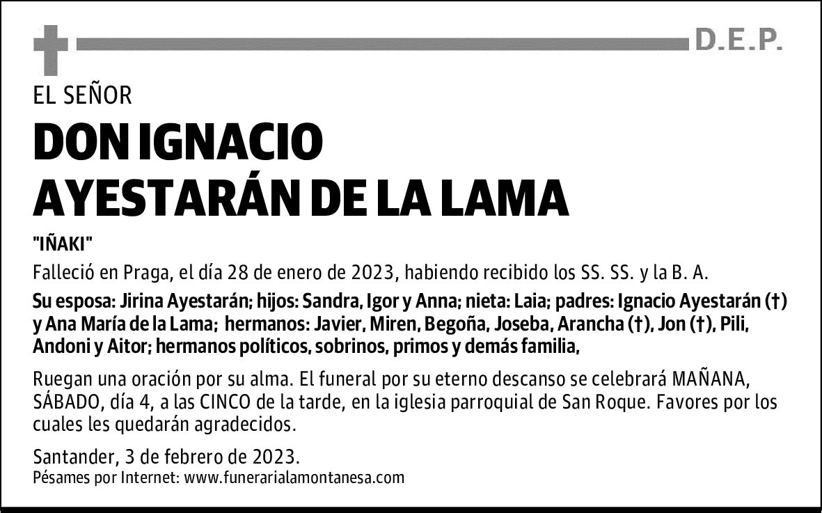 DON IGNACIO AYESTARÁN DE LA LAMA