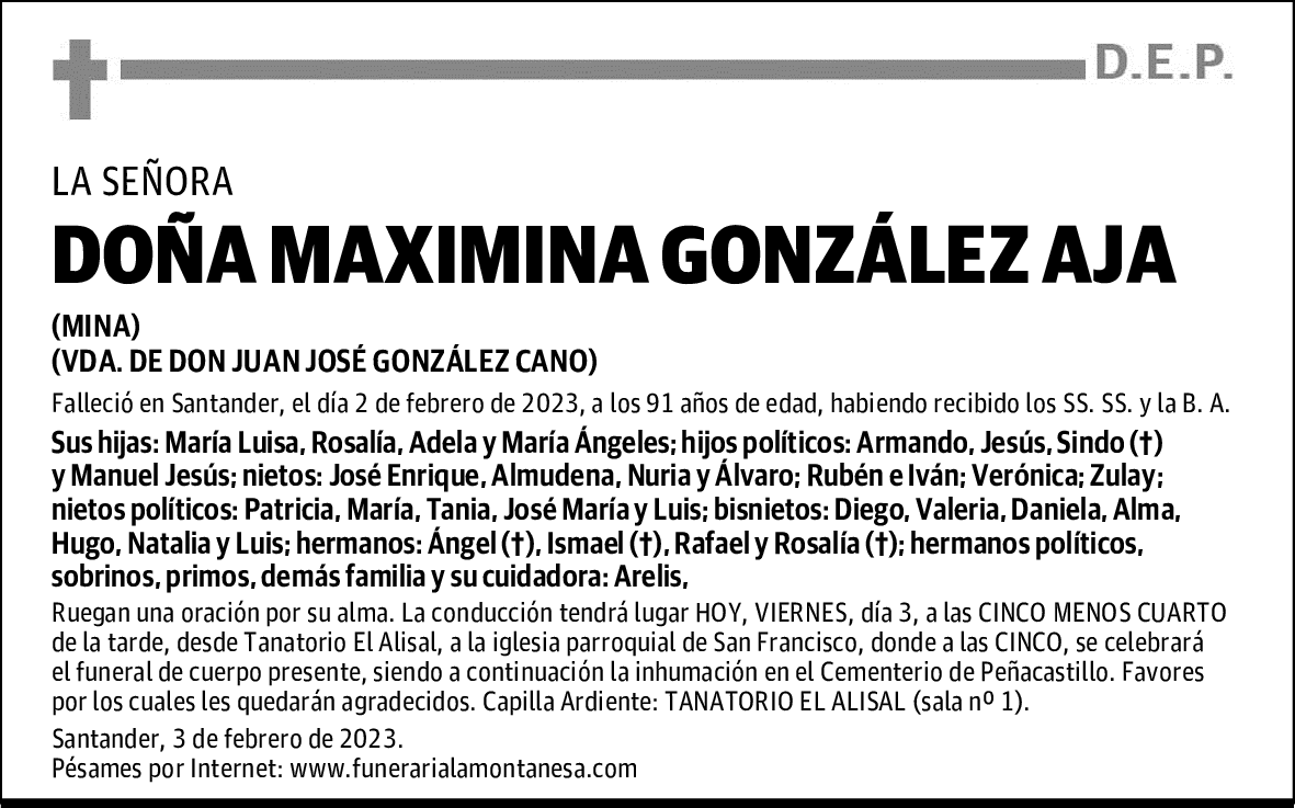 DOÑA MAXIMINA GONZÁLEZ AJA