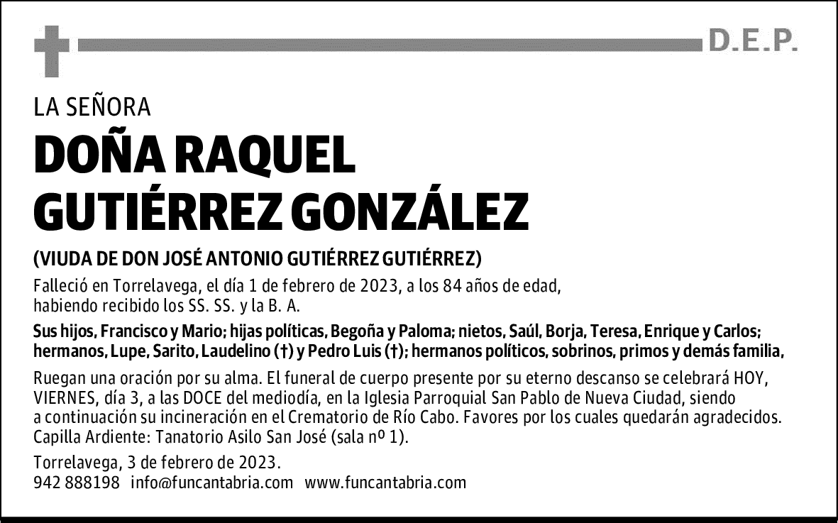 DOÑA RAQUEL GUTIÉRREZ GONZÁLEZ
