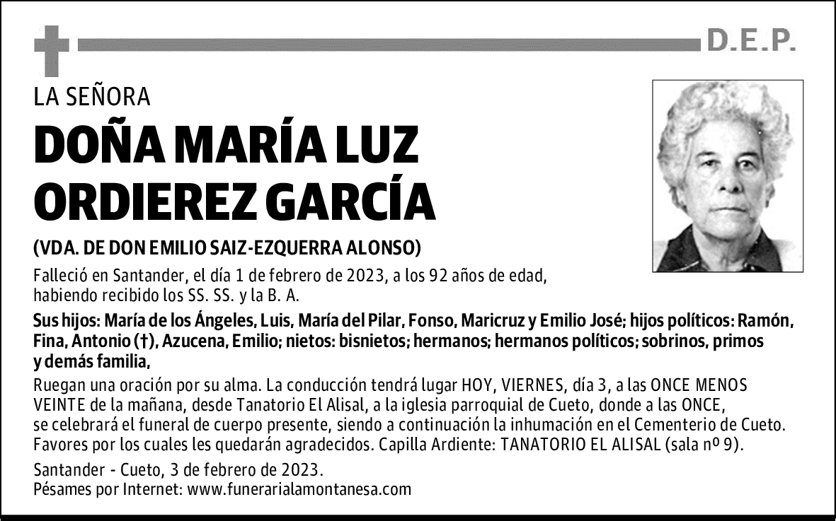 DOÑA MARÍA LUZ ORDIEREZ GARCÍA