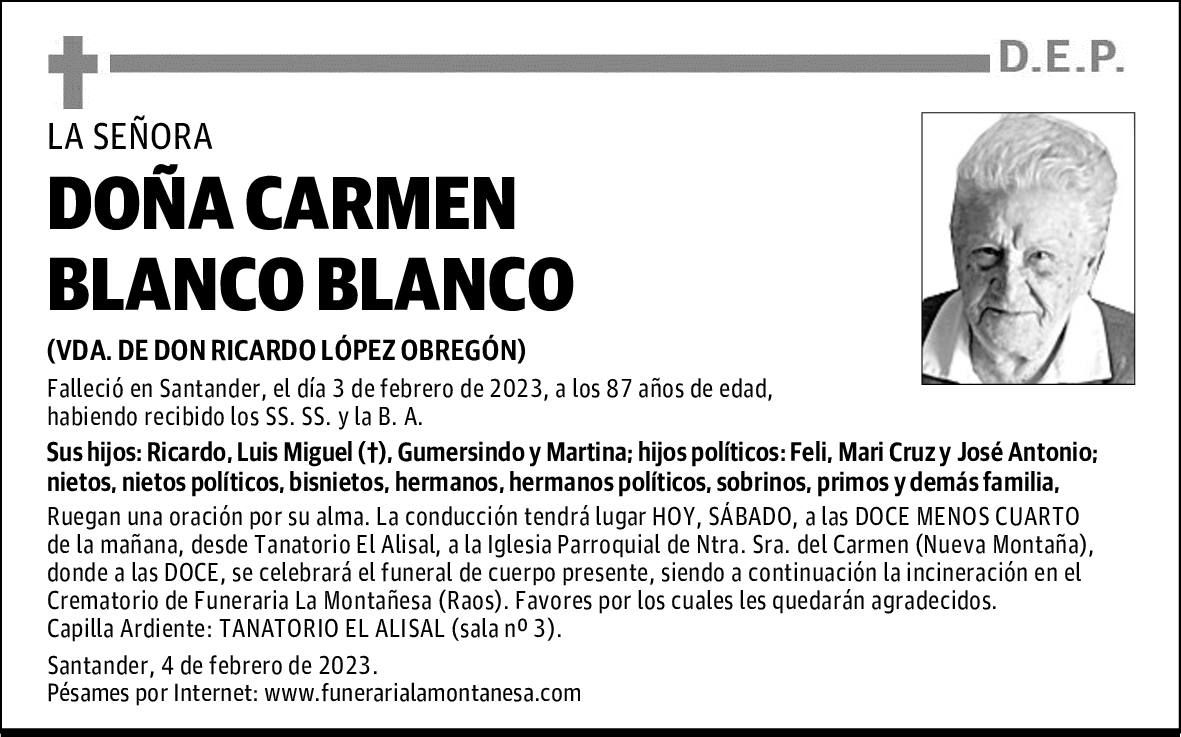 DOÑA CARMEN BLANCO BLANCO