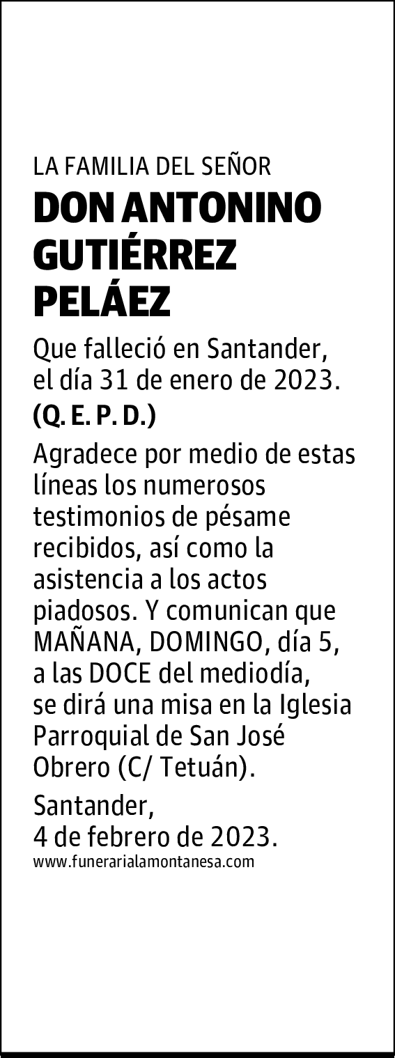 DON ANTONINO GUTIÉRREZ PELÁEZ