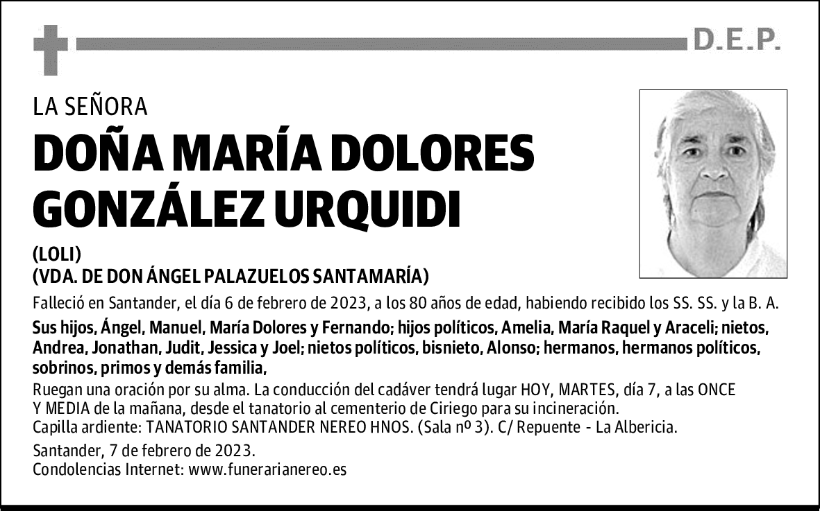 DOÑA MARÍA DOLORES GONZÁLEZ URQUIDI
