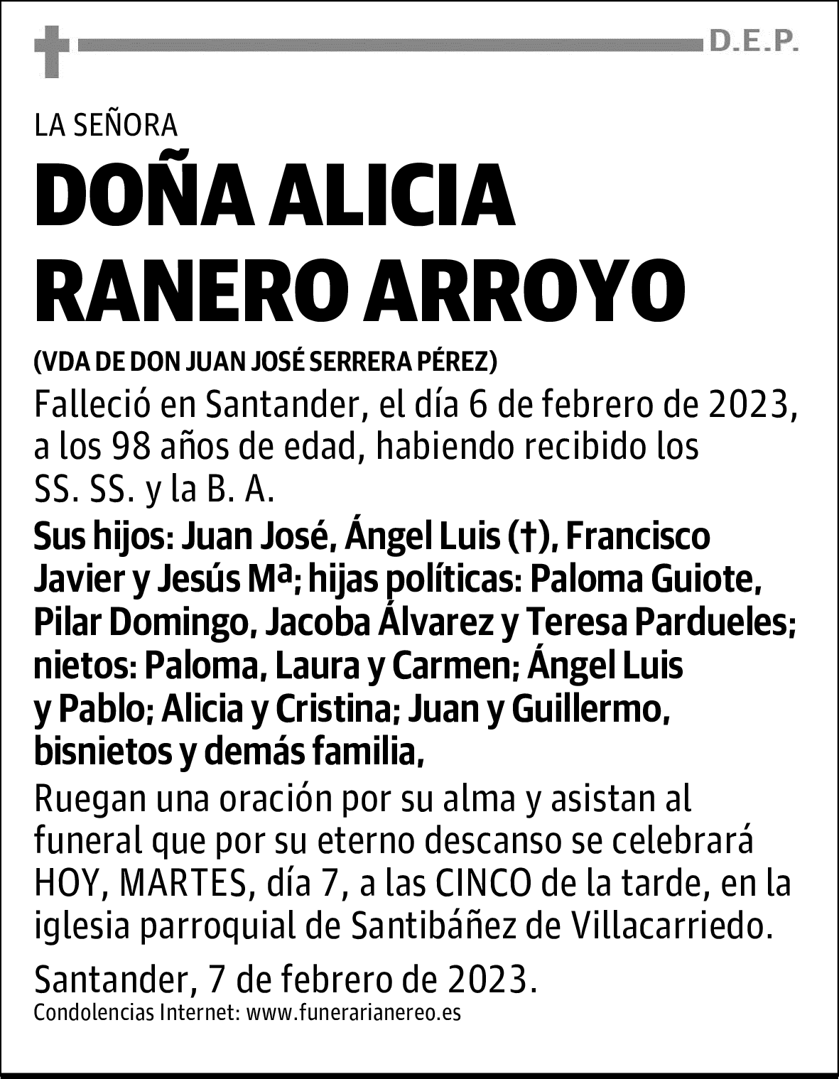 DOÑA ALICIA RANERO ARROYO