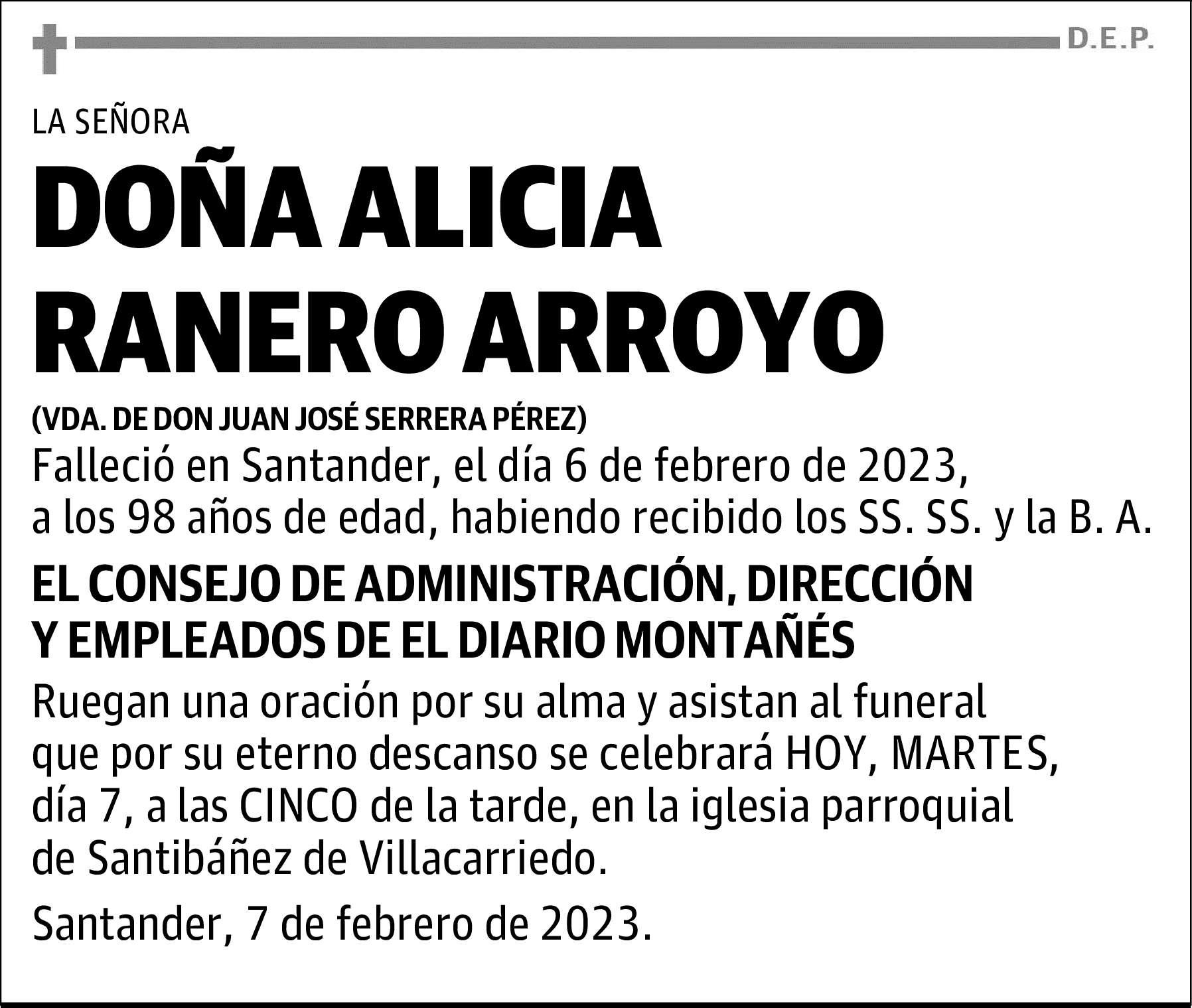 DOÑA ALICIA RANERO ARROYO
