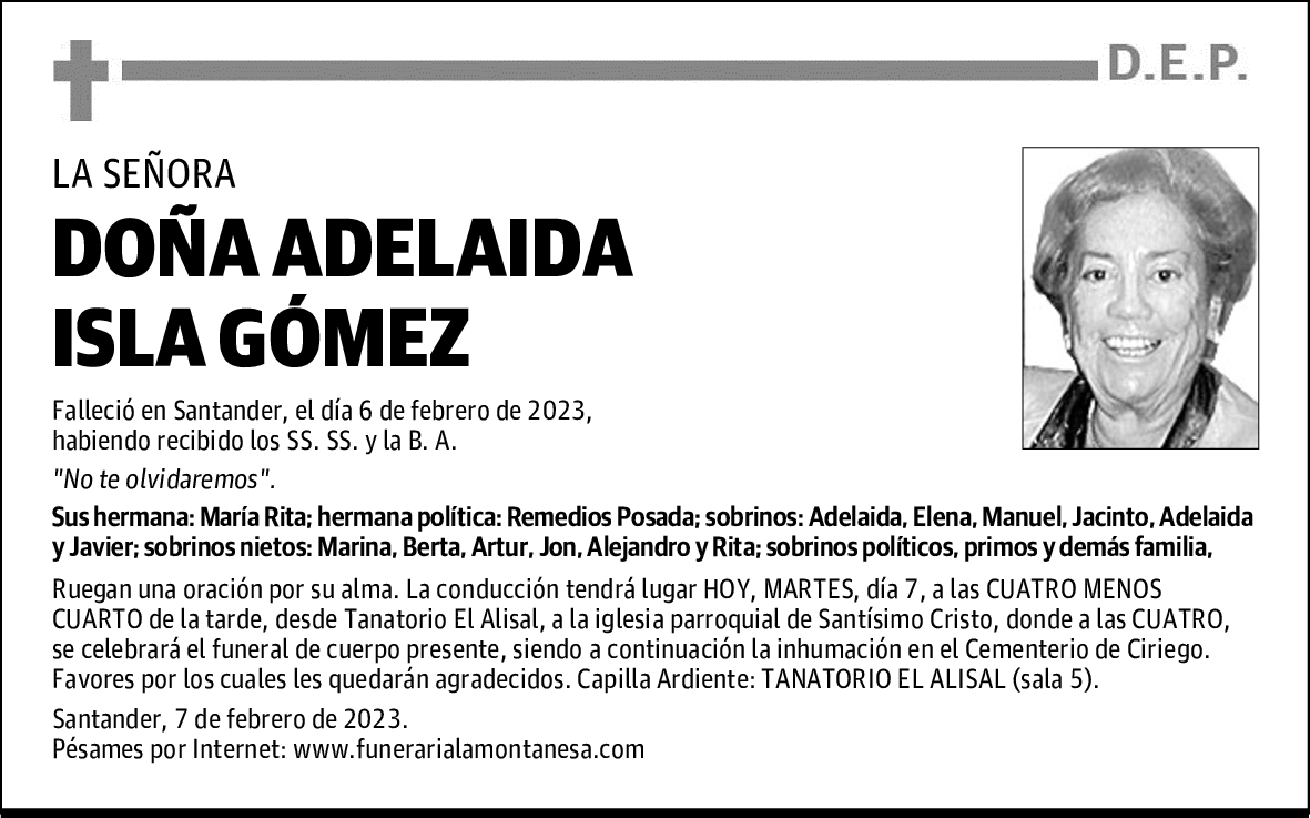 DOÑA ADELAIDA ISLA GÓMEZ