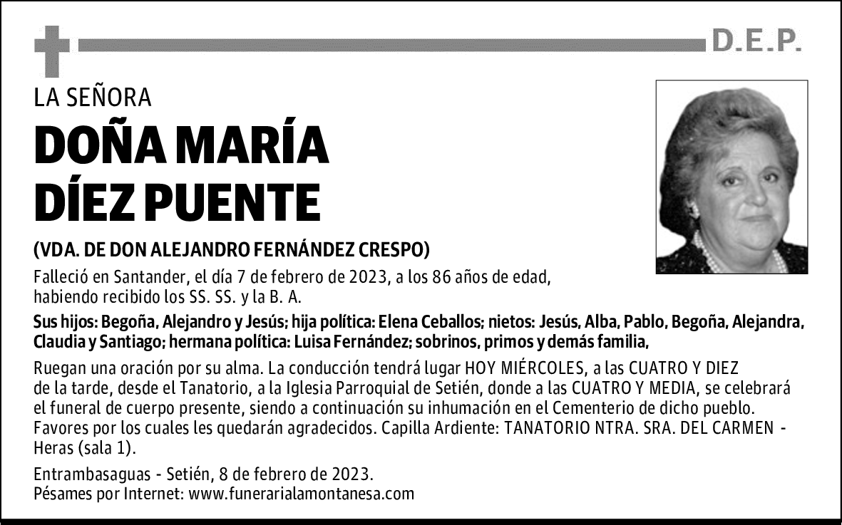 DOÑA MARÍA DÍEZ PUENTE