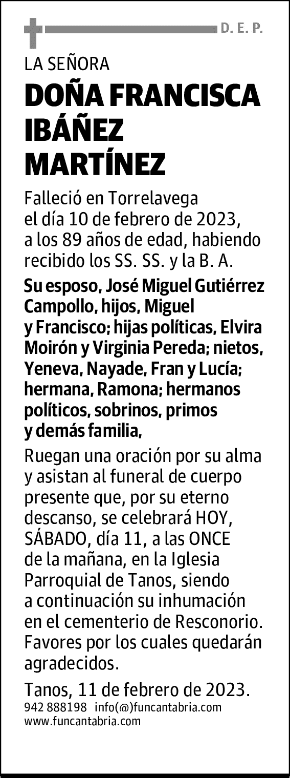 DOÑA FRANCISCA IBÁÑEZ MARTÍNEZ