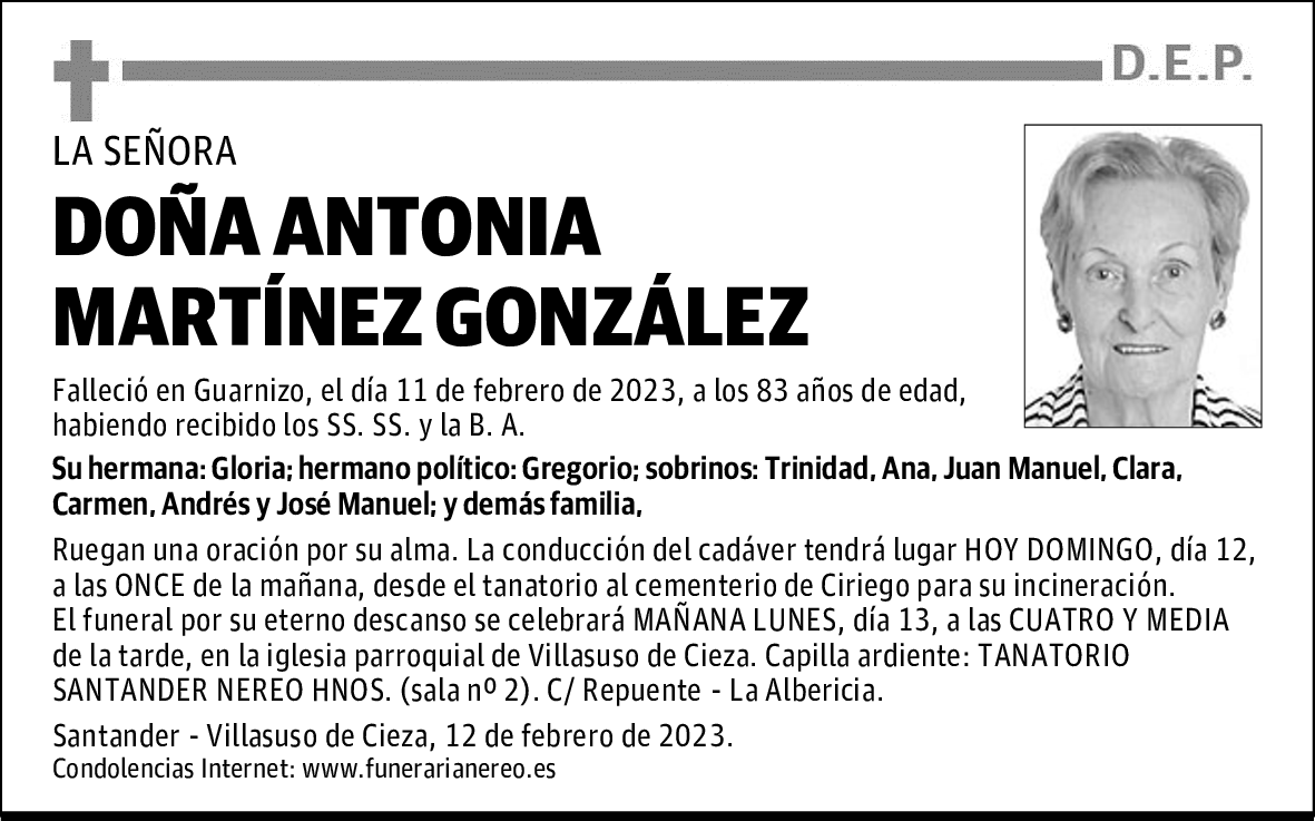 DOÑA ANTONIA MARTÍNEZ GONZÁLEZ