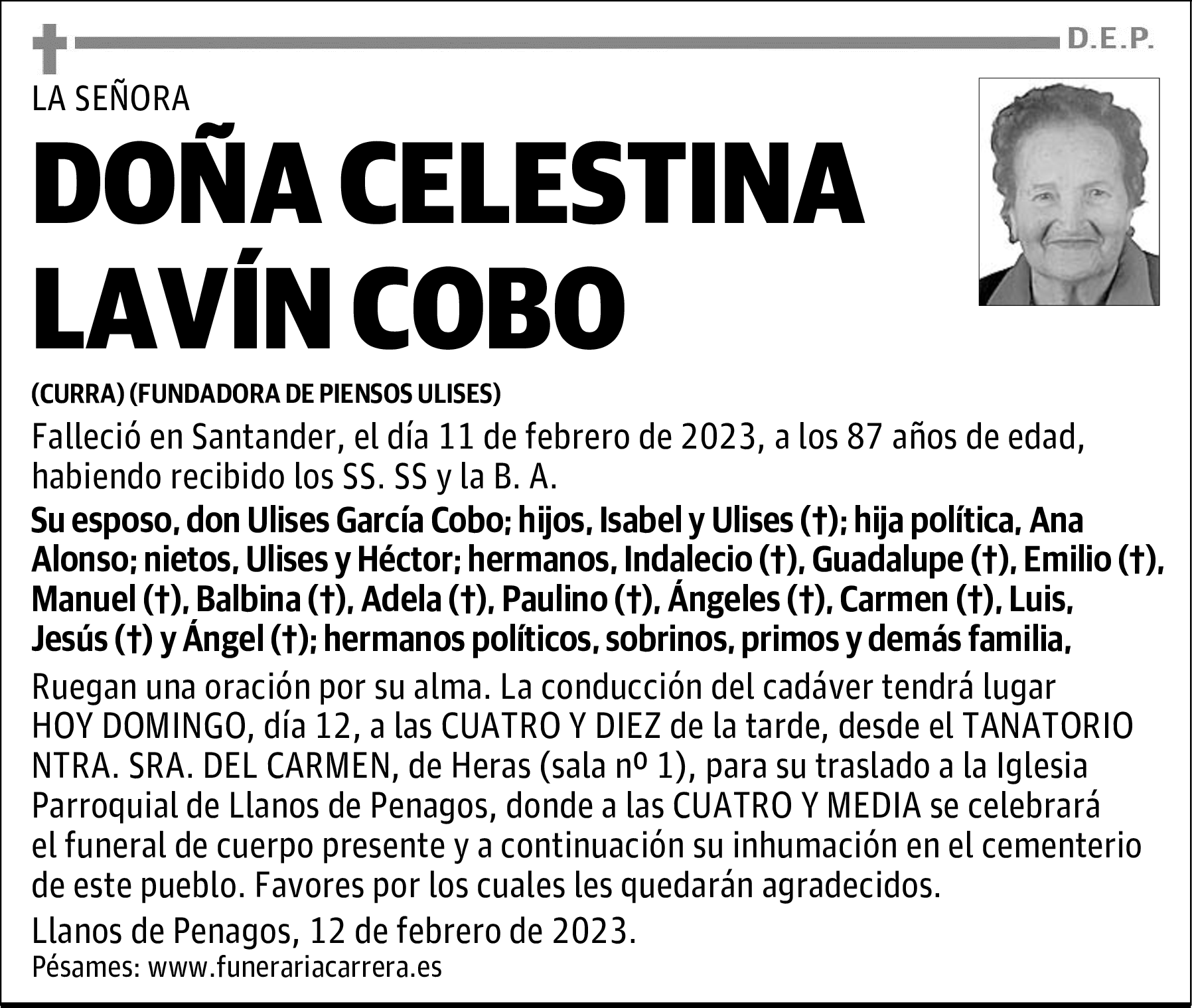 DOÑA CELESTINA LAVÍN COBO