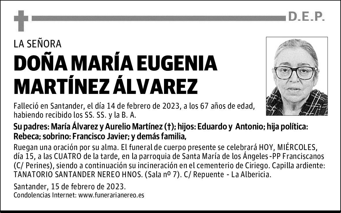 DOÑA MARÍA EUGENIA MARTÍNEZ ÁLVAREZ