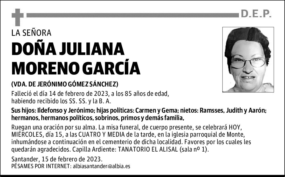 DOÑA JULIANA MORENO GARCÍA
