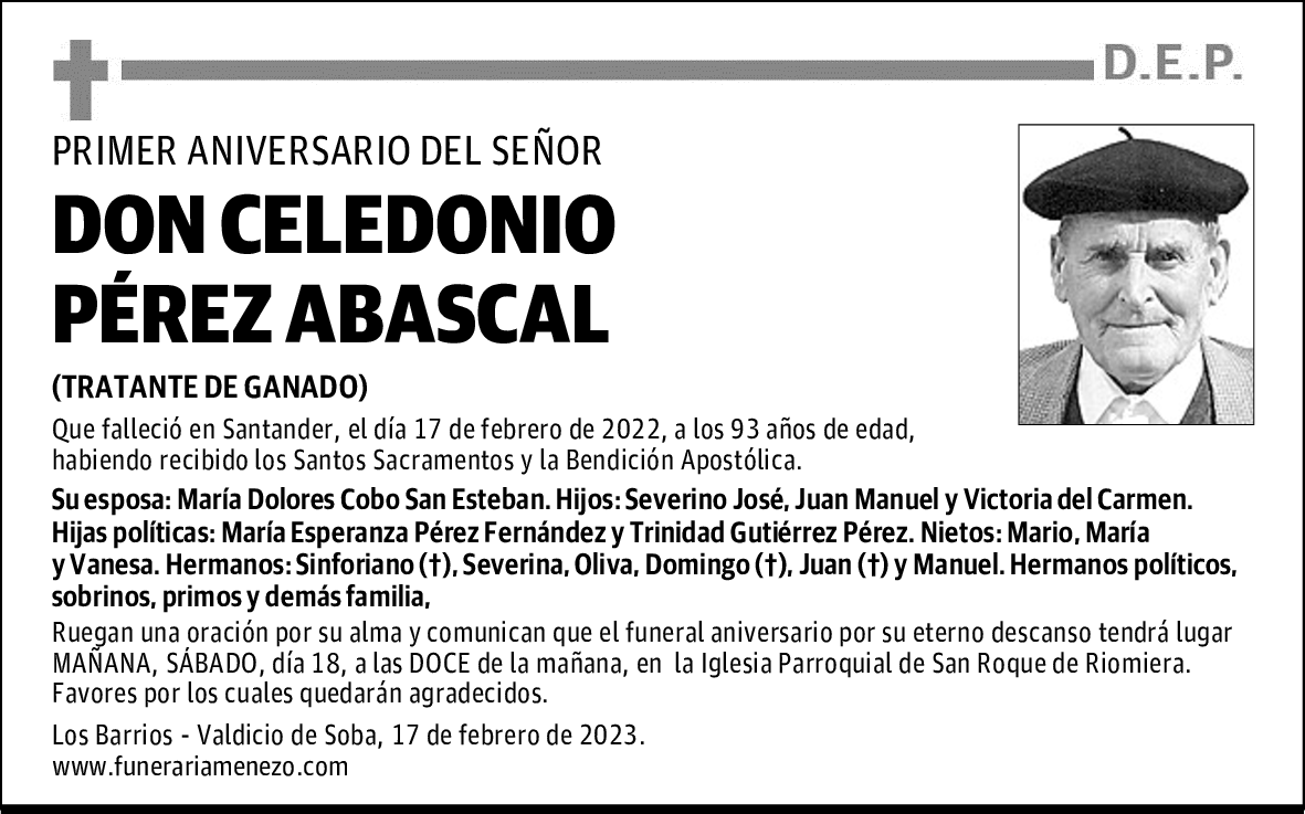 DON CELEDONIO PÉREZ ABASCAL