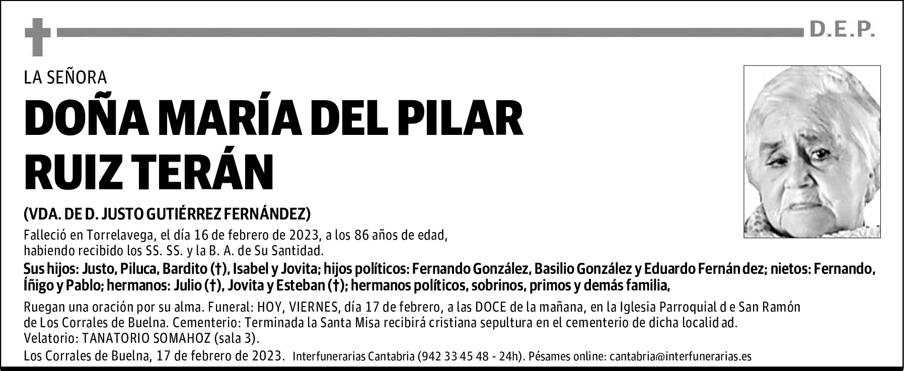 DOÑA MARÍA DEL PILAR RUIZ TERÁN