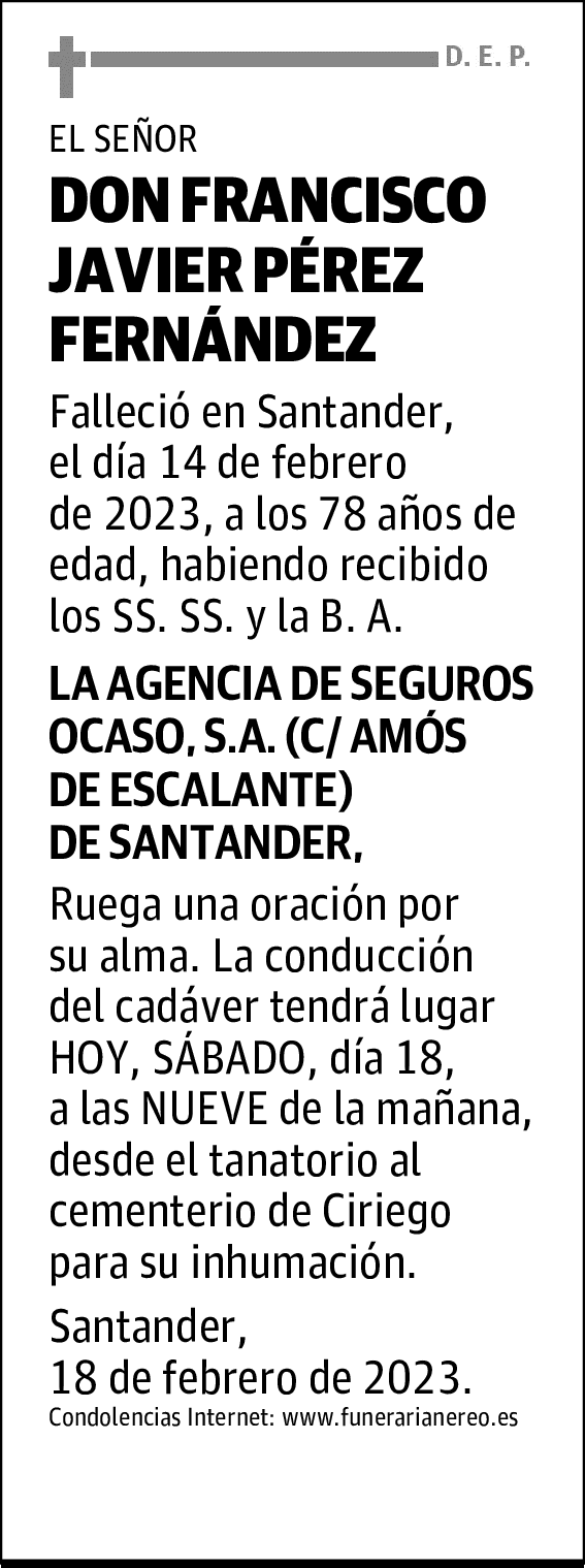 DON FRANCISCO JAVIER PÉREZ FERNÁNDEZ