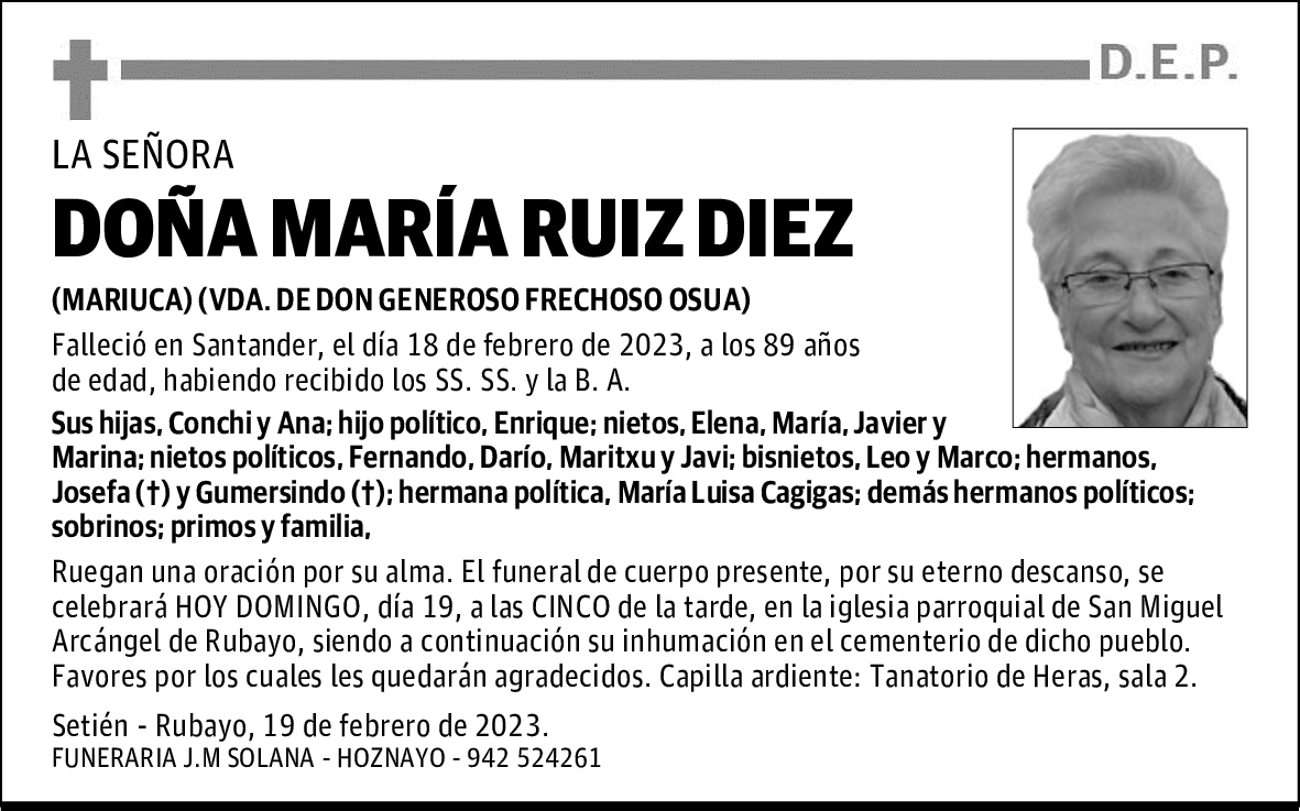 DOÑA MARÍA RUIZ DIEZ
