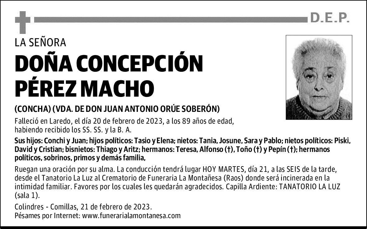 DOÑA CONCEPCIÓN PÉREZ MACHO