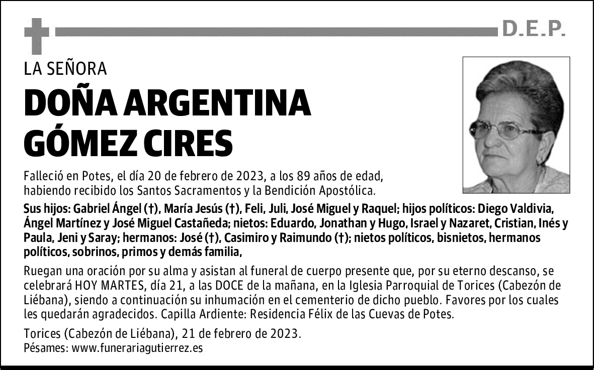 DOÑA ARGENTINA GÓMEZ CIRES